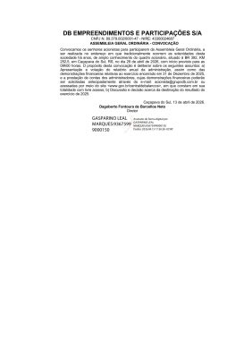 Convocação DB Empreendimentos AGO 2026