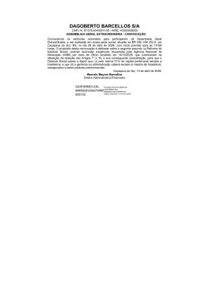 Convocação Dagoberto Barcellos AGE 2026