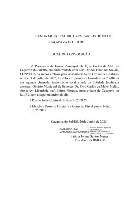 EDITAL Banda Municipal Dr. Cyro Carlos de Melo